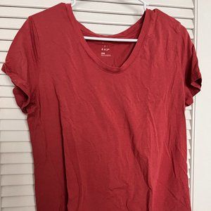 Light Red U-Neck Plain Shirt